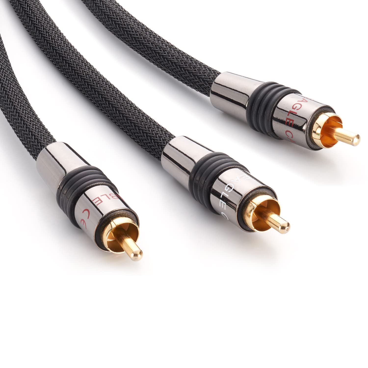 Eagle Cable by Inakustik – 10041050 – Deluxe Y Subwoofer Cable | Powerful and Dynamic Sound, High Copper Content | 5.0 m in Black | Double Shielding - Full Metal Connector | with Braided Shield
