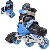 New Bounce Roller Skates for Little Kids - Shoe Size EU 28-31, US Kids Junior Size 8-11, 2-in-1 Roller Skates for Girls, Converts from Tri-Wheel to Inline Skates - Rollerskates for Beginner