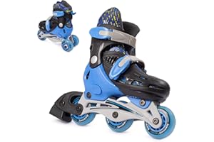 New Bounce Roller Skates for Little Kids - Shoe Size EU 28-31, US Kids Junior Size 8-11, 2-in-1 Roller Skates for Girls, Converts from Tri-Wheel to Inline Skates - Rollerskates for Beginner