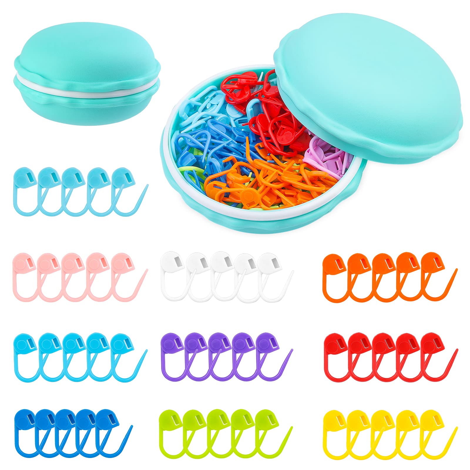 NAMOON 200Pcs Stitch Markers, Colorful Crochet Stitch Markers, Yarn Markers for Crocheting, Plastic Crochet Markers for Knitting Sewing Stitching Weaving 10 Colors(Multiple color-200 pcs)