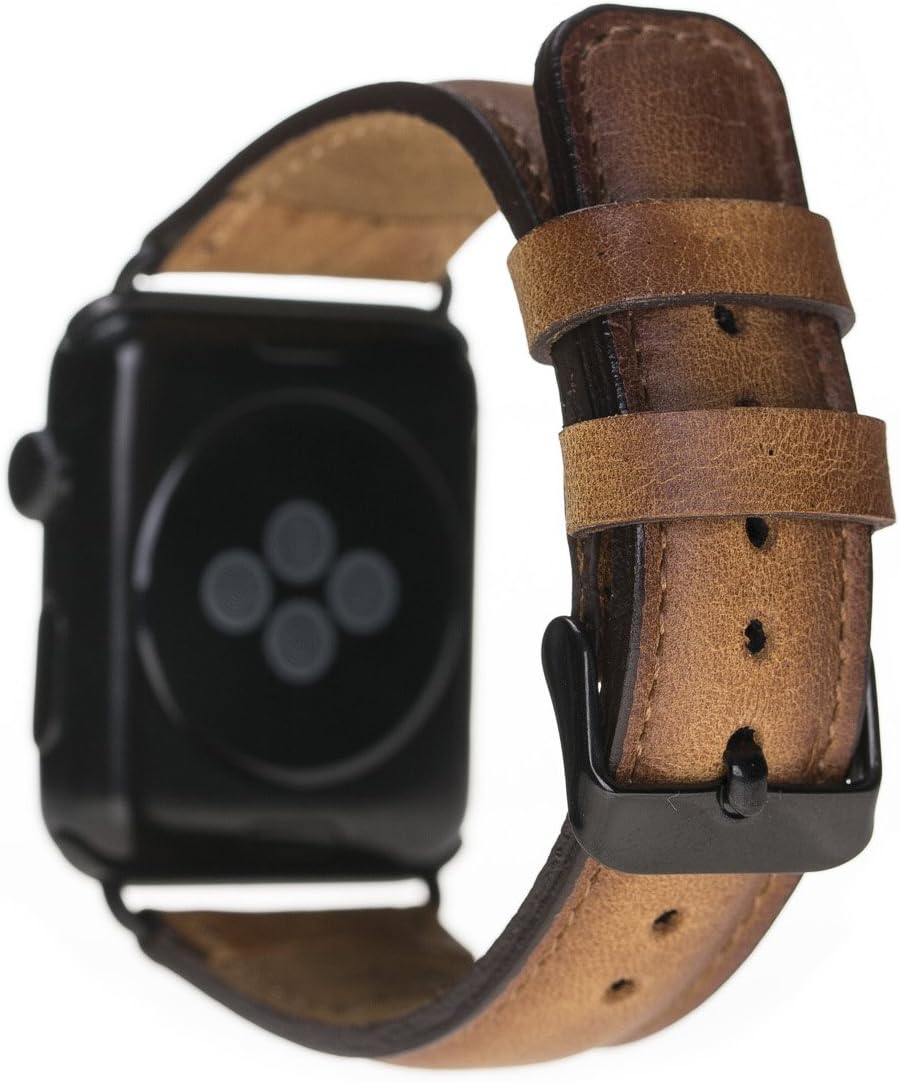 Barchello Apple Watch premium leather strap for series 1 / 2 / 3 with choice of size 38 mm or 42 mm, choice of colour for leather and connector