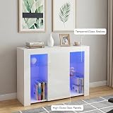 Panana Sideboard Cupboard Unit with 4 Glass Shelves RGB LED White view 7