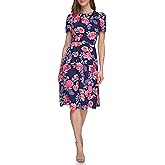 Eliza J Womens Desk to Dinner Short Puff Sleeve Dress