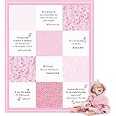 Oudain Christian Baby Blankets with Bible Verses Scripture Flowers Paisley Baby Receiving Baptism Blanket Christian Christening Gifts for Newborn Kids, 30 x 40 Inch(Pink)