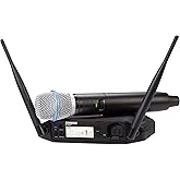 Shure GLXD24+/B87A Dual Band Pro Digital Wireless Microphone System – 12-Hour Battery, 100ft Range with BETA 87A Handheld Vocal Mic & Single Channel Receiver