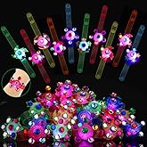 Easter Basket Stuffers- 48 Pack LED Light Up Fidget Spinner Bracelets, Glow in The Dark Party Favors for Kids 4-8 8-12 Boy Girls, Easter Egg Fillers Treasure Box Toys Classroom Prizes
