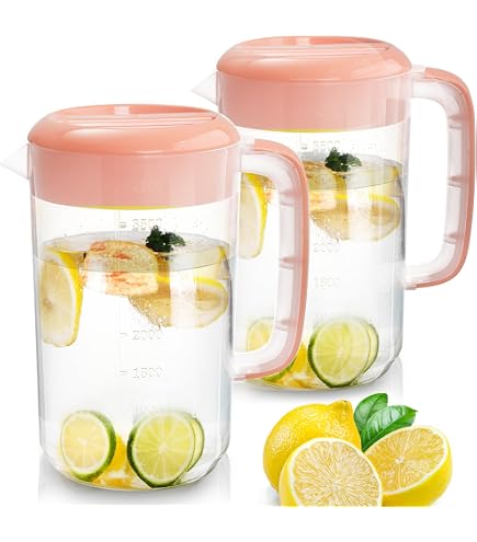 Pichet Mélangeur 2L Avec Piston - En Polypropylène Alimentaire, Transparent, Couvercle Anti-fuite, Pour Jus, Lait En Poudre, Boissons