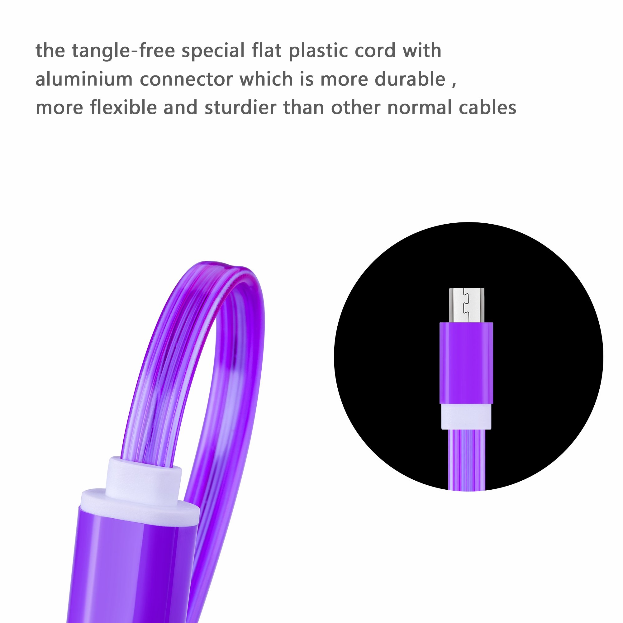 Micro USB Charger Cable, Bambud 3 ft Flowing LED Light Up USB to Micro USB Cables Sync and Charging Android Cable Cord for Samsung, HTC, Motorola, Nokia, Android, and More