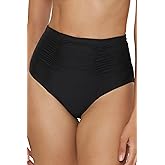 Becca Color Code High Waisted Bikini Bottom, Shirred Seam, Cheeky Coverage, Swimwear Separates for Women
