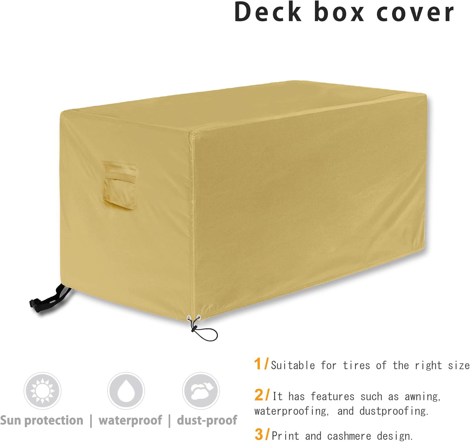 AlaSou Rectangle Deck Box Covers, Storage Box Cover with Straps and Handles, Patio Deck Box Cover fit for Deck Boxes Dustproof and Waterproof (52‘’x28''x27'' : Garden & Outdoor