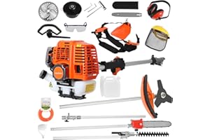 HOVTOIL Gas Weed Wacker 52cc 2 Stroke Oil 5 in 1 Multifunctional Weed Eater, Gas Powered Cordless Trimmer Hedge Pruner Brush Cutter 10 Inch 8500 RPM for Shrubs and Weeds