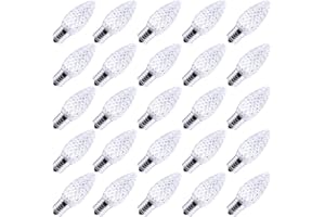 BRIGHTOWN 50 Pack C9 Led Replacement Christmas Light Bulb, C9 Shatterproof Led Bulb for Christmas String Light, E17 Intermediate Base, Commercial Grade Dimmable Bulbs, Cool White