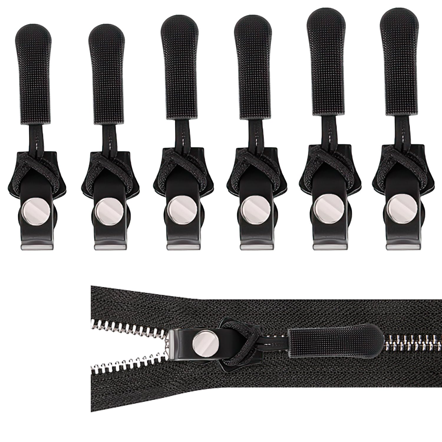6 Pcs Removable Zipper Puller, Zip Replacement Puller Jacket Zipper Replacement Practical Zipper for Clothes Sewing Notions and Supplies