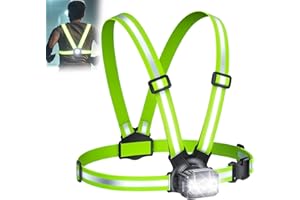 Viccux 500LM LED & 360° Visibility Reflective Running Vest, 7 Modes & 45° Adjustable Running Light Flashlight, IPX4 Waterproo