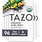 TAZO Earl Grey Organic Black Tea with Bergamot Flavor, High Caffeine Premium Tea for Morning and Afternoon Pick-Me-Up, 16 Count Pack of 6 (96 Total Tea Bags)