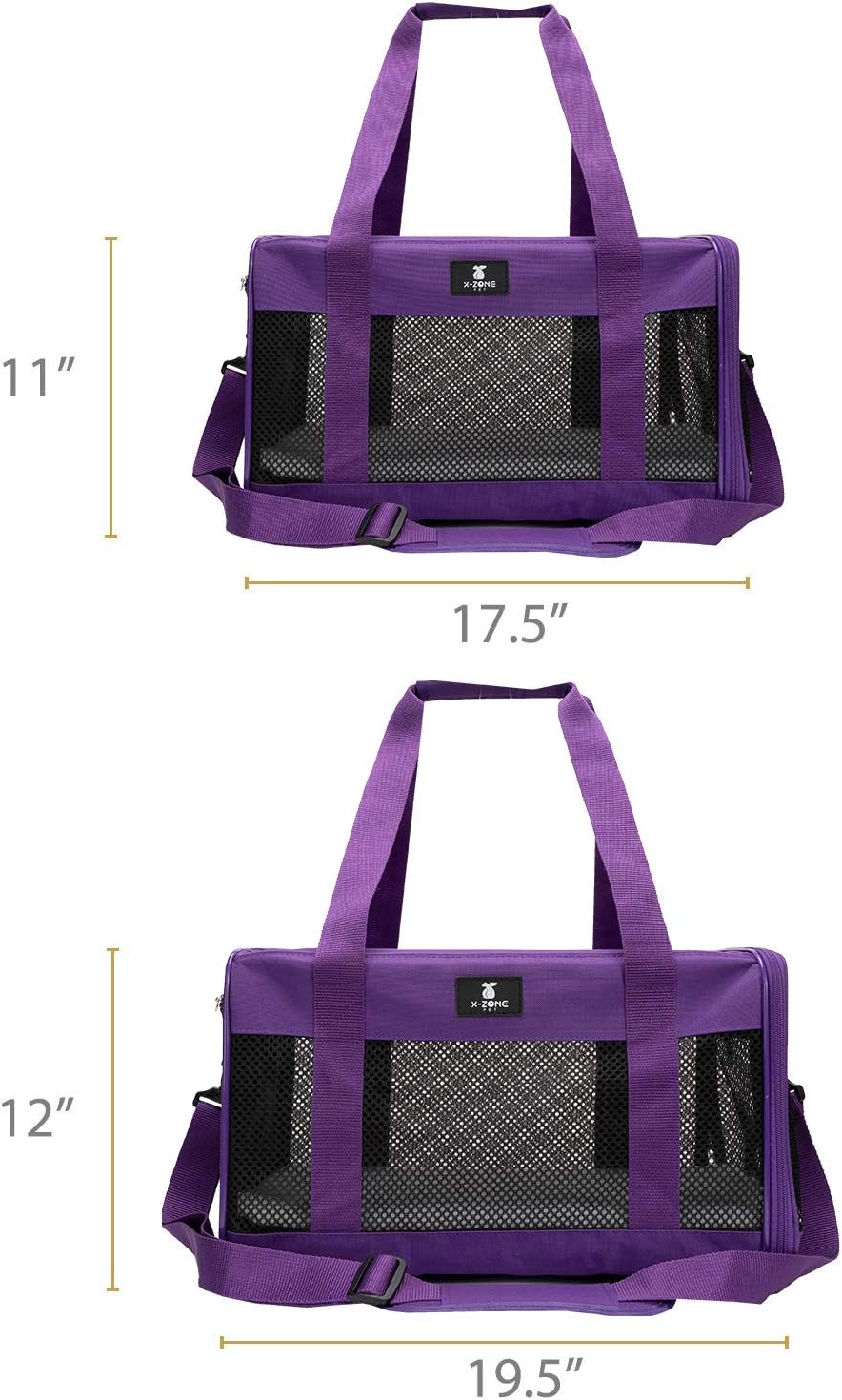X-ZONE PET Airline Approved Soft-Sided Pet Travel Carrier for Dogs and Cats, Medium Cats Small Cats Carrier, Dog Carrier for Small Dogs, Portable Pet Travel Carrier, Black : Pet Supplies