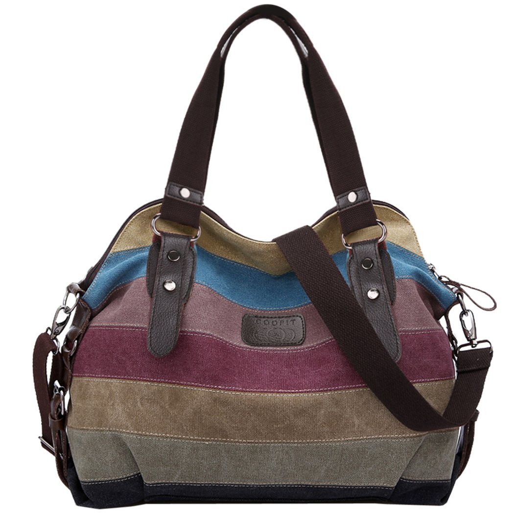 Coofit Bolsos de Mujer Bolso Bandolera Multicolor Rayas Lona Bolso Hombro Mujer Bolso Bandolera Bolso Totalizador