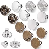 Ceryvop 12 Sets Button Pins for Jeans, No Sew and No Tools Instant Replacement Snap Tack Pant Button, Reusable and Adjustable