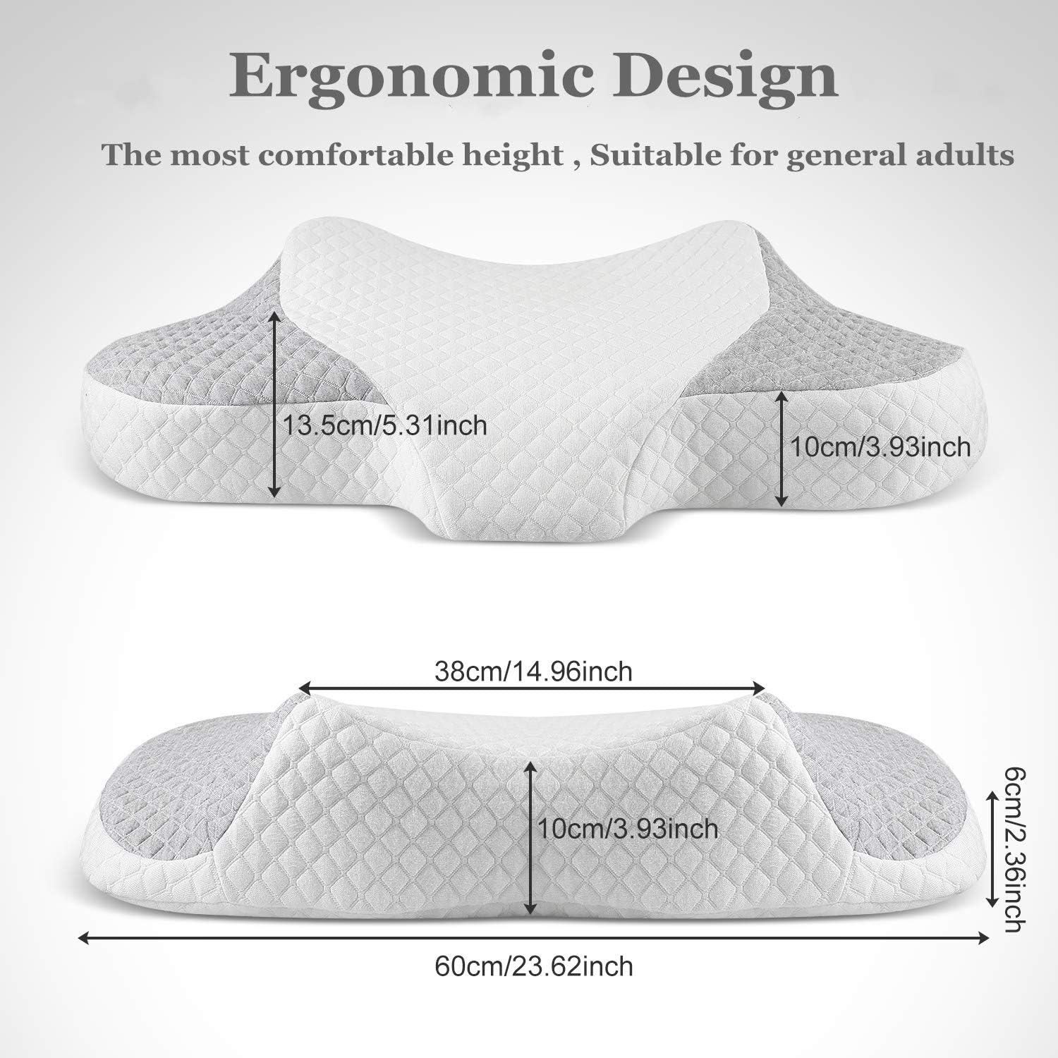 LIUYANG Cervical Memory Foam Pillow,Neck Orthopedic Pillow for Pain Relief,Ergonomic Bed Pillow for Side Sleeper,Back/Stomach Sleeper: Home & Kitchen