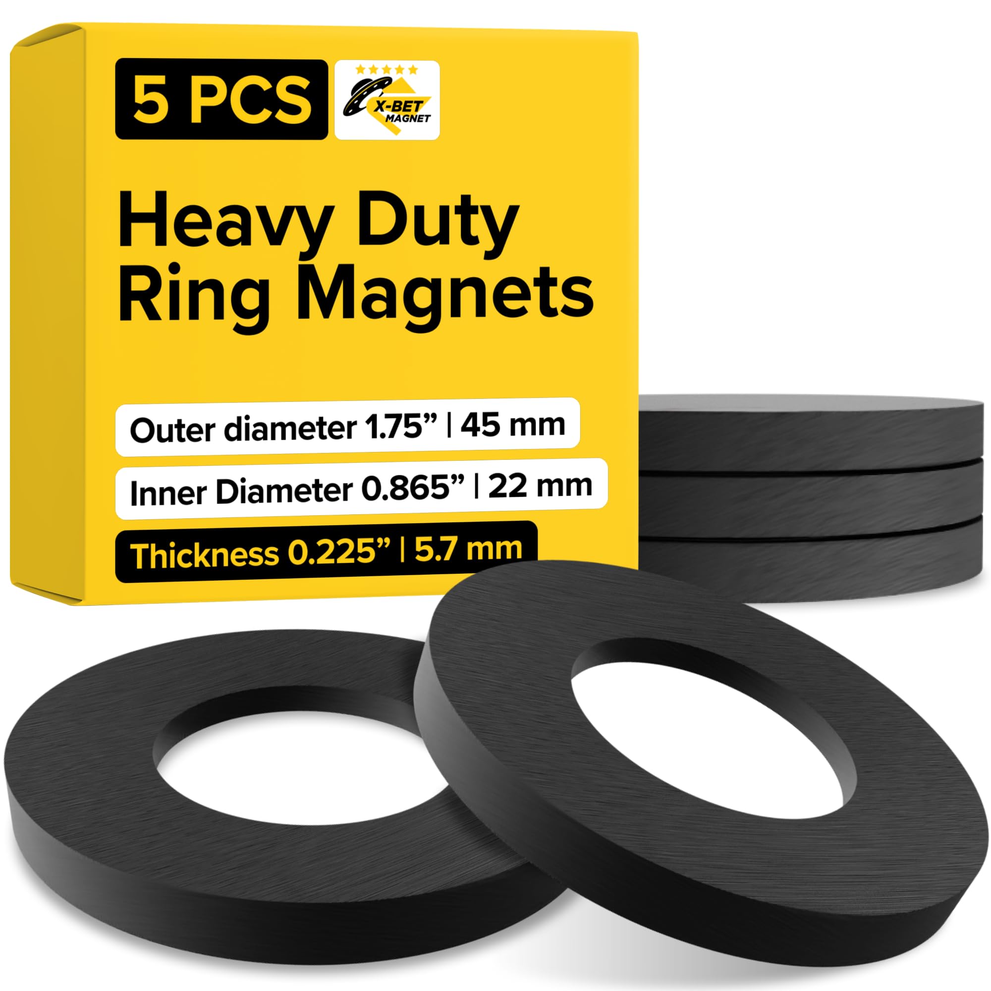Heavy Duty Ring Magnets - Ultra Strong 1.75 Inch