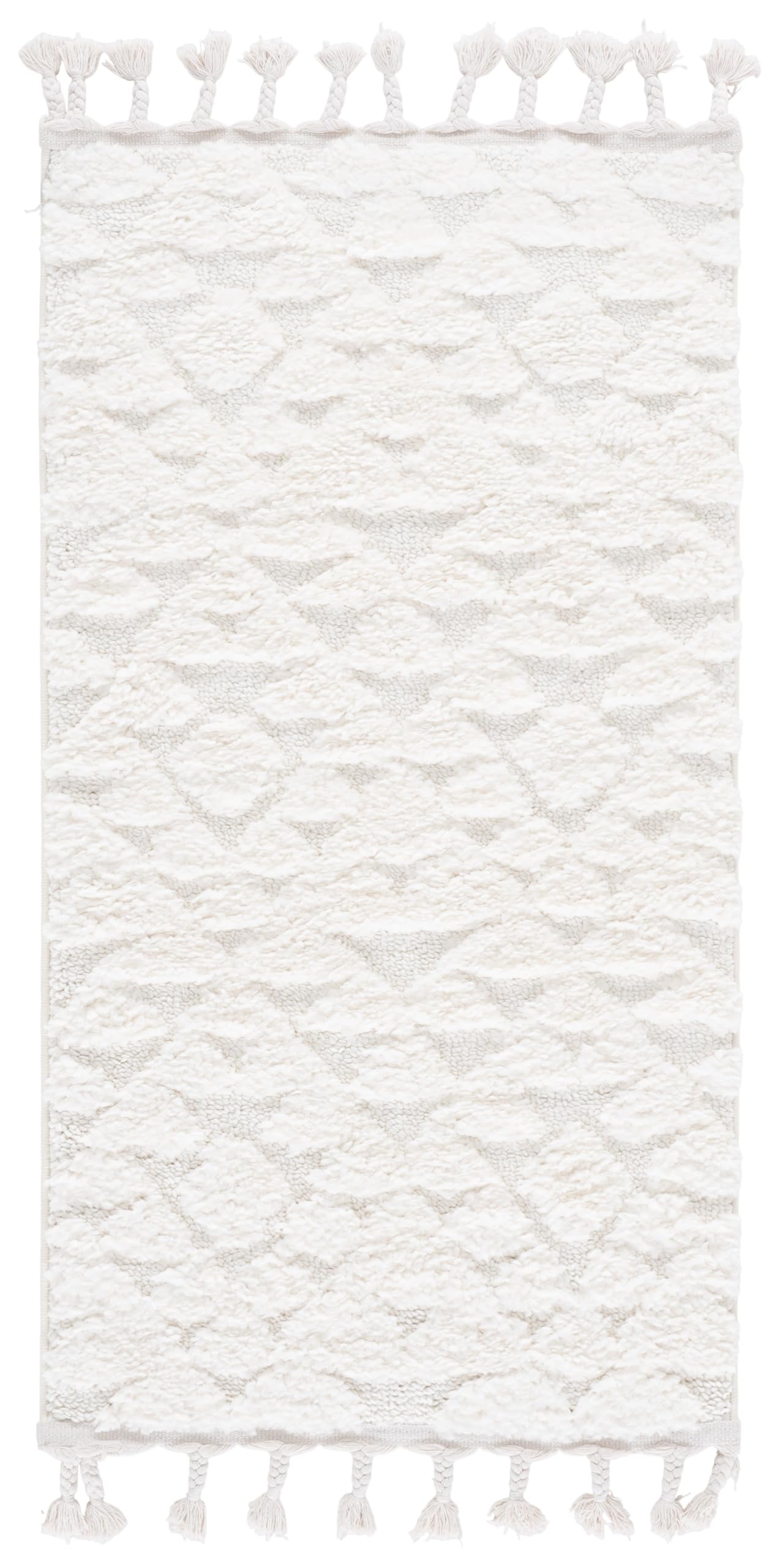 SAFAVIEH Moroccan Tassel Shag Collection Area Rug - 2'3" x 4', Ivory, Non-Shedding & Easy to Clean, Ideal for Bedside, Accent Space, Foyer (MTS688C) Image