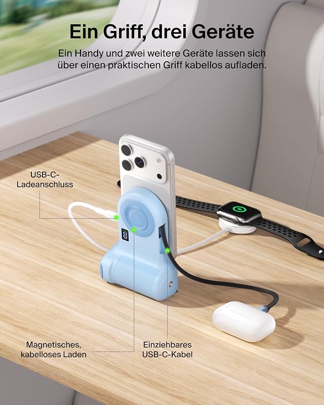 Stage PowerGrip 9300mAh Kamerahalter Magnetisch, Powerbank – Blau