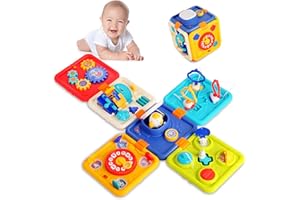 ACROFEK Montessori Toys for 1 2 Year Old Boy and Girl - Busy Board for 1 Year Old,Early Development Educational Activity Board Cube for Toddlers 2-4, Birthday Gifts for 1-4 Year Old Kids