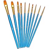 BOSOBO Paint Brush Set, 10pcs Round Pointed Tip Nylon Hair Artist Detail Paintbrushes, Professional Fine Acrylic Oil Watercol
