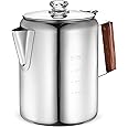 Eurolux Percolator Coffee Maker Pot - 12 Cups | Durable Stainless Steel Material | Brew Coffee On Fire, Grill or Stovetop | No Electricity, No Bad Plastic Taste | Ideal for Home, Camping & Travel