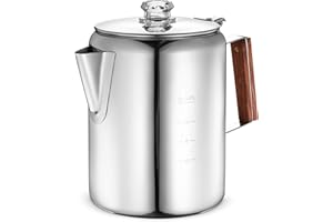 Eurolux Percolator Coffee Maker Pot - 12 Cups | Durable Stainless Steel Material | Brew Coffee On Fire, Grill or Stovetop | No Electricity, No Bad Plastic Taste | Ideal for Home, Camping & Travel