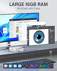 KAMRUI GK3Plus Mini PC, 16GB RAM 1TB M.2 SSD Mini