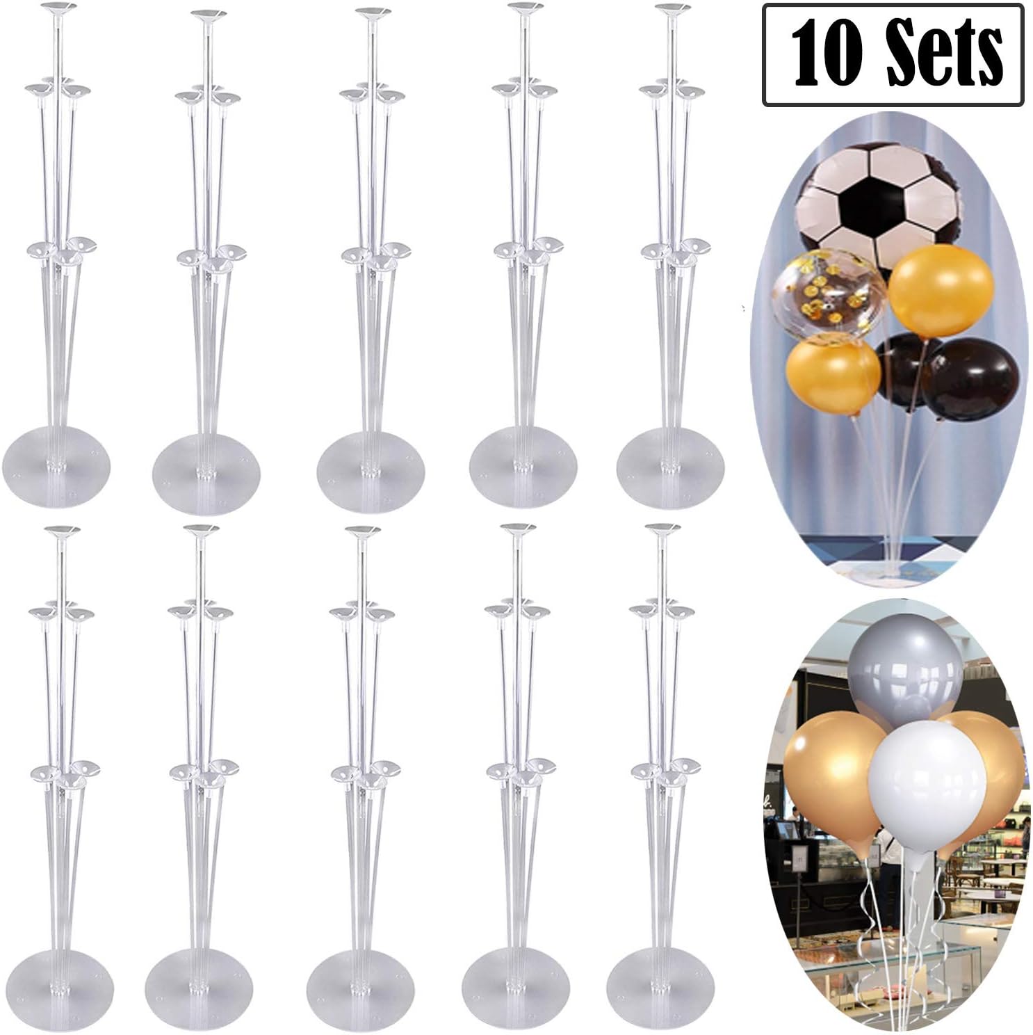 Oringaga 10 Sets Balloon Stand Holders Kit with 70 Sticks