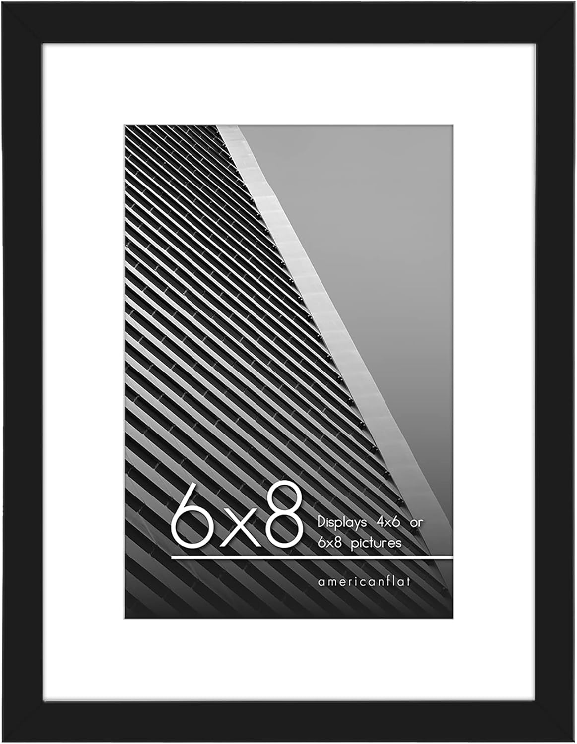 Photo Albums, Frames & Accessories - Americanflat 6x8 Picture Frame in Black - Thin Border 4x6 Picture Frame with Mat or 6x8 Frame Without Mat - Shatter Resistant Glass - Horizontal and Vertical Formats for Wall and Tabletop