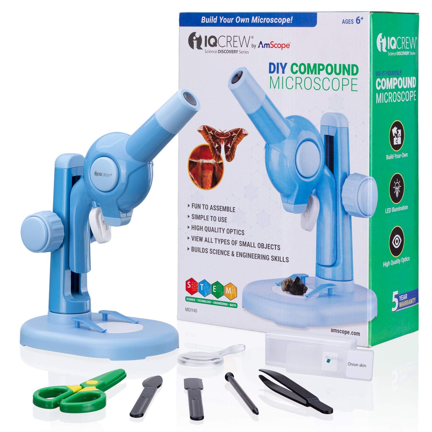 Iqcrew Kids Build My Own Beginners Microscope Kit Diy Stem | Desertcart ...