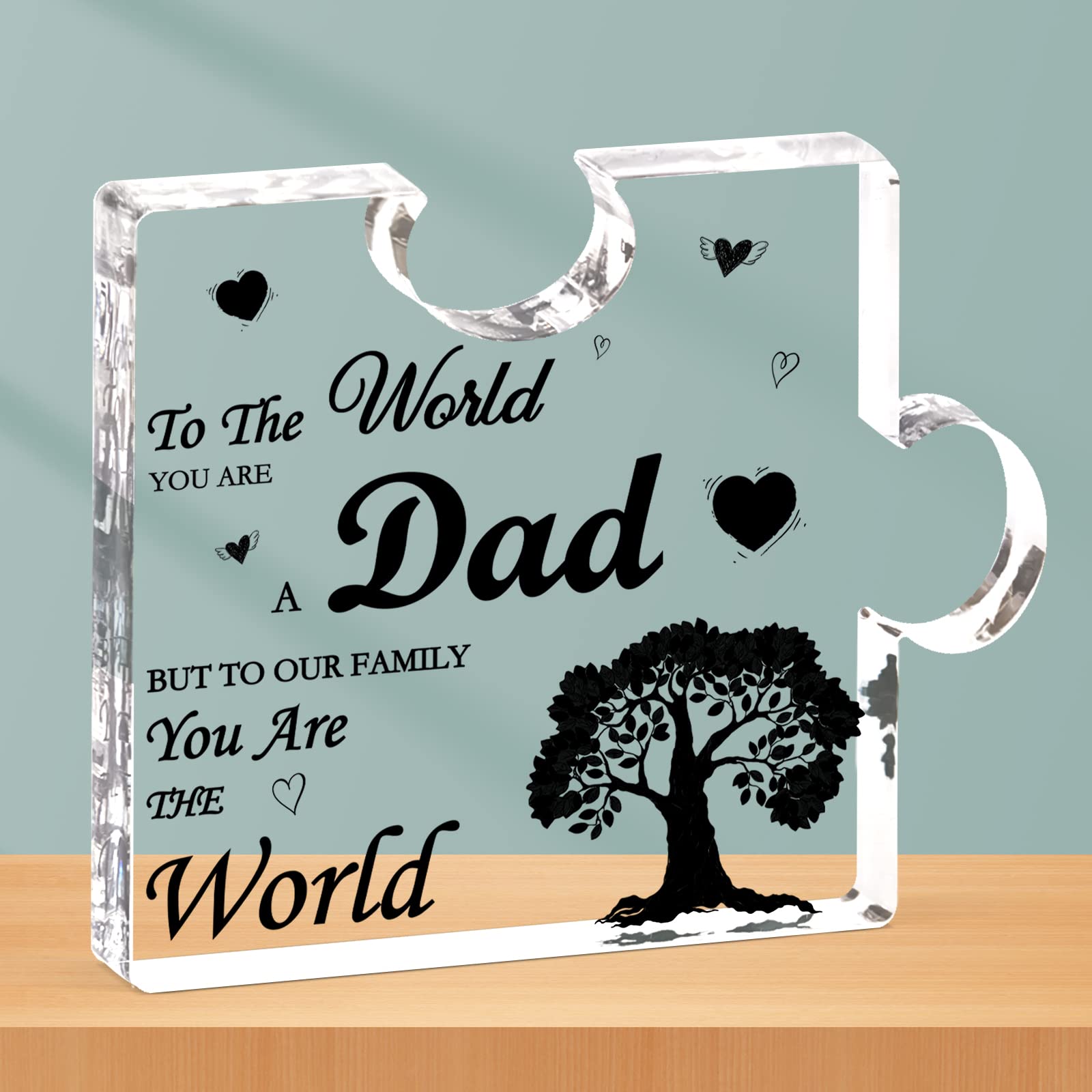 Dad Gifts From Daughter Son - Fathers Day Acrylic Plaque, Puzzle Shaped for Birthday, Christmas, Thank You - Presents for Daddy
