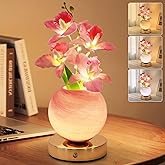 Strackvial Flower Table Lamp, 3 Colors Orchid Night Light, Cordless Touch Dimming Artificial Flower with Vase Lamp, LED Bedside Night Light Romantic Gifts for Girl Women Mom (Pink Orchid)
