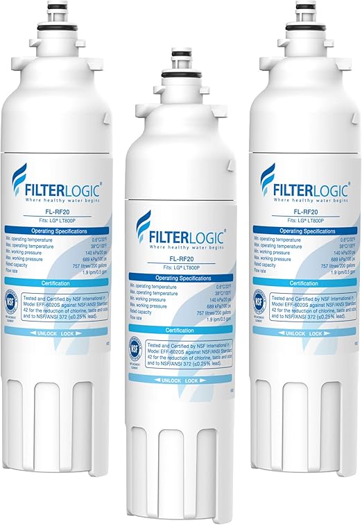 Amazon Com Filterlogic Adq73613401 Refrigerator Water Filter Replacement For Lg Lt800p Adq73613402 Adq73613408 Adq75795104 Kenmore 9490 46 9490 Lsxs26326s Lmxc23746s Lmxc23746d Pack Of 3