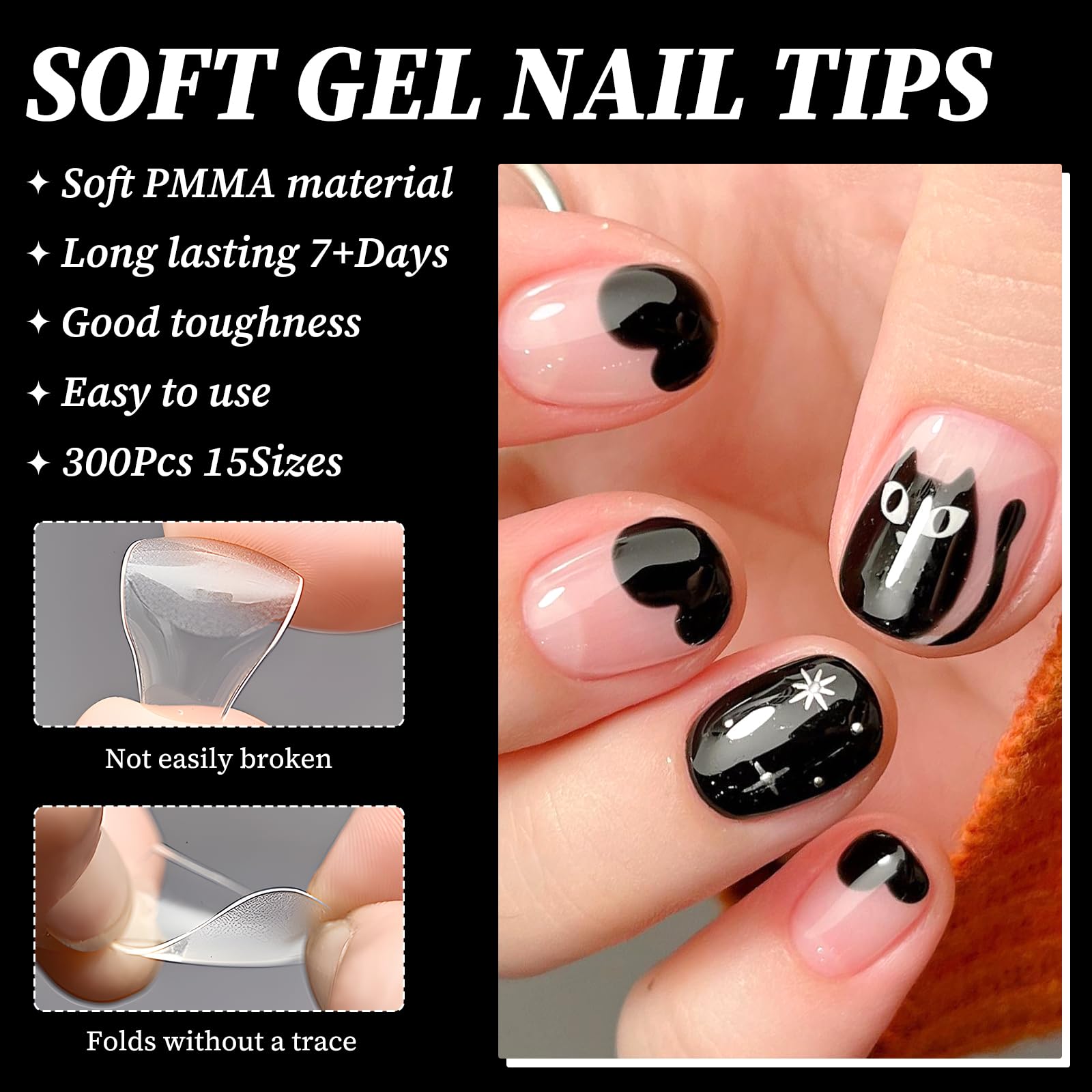 LuckForever 300pc XS Gel Nail Tips Extra Short Round Square Fake Nails Clear Press on Nails Clear Soft Gel Nail Tips Full Cover Short False Nail Tip for Acrylic Nails Extension Press Nails Making - Image 4