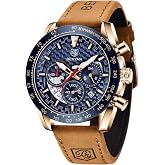 BY BENYAR Mens Watches Sports Stylish Analog Quartz Chronograph Watch Date Waterproof 3ATM Business Leather Strap Wrist Watches for Men