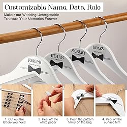 Beeveer 10 Pack Groomsman Personalized Hangers with