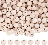 Pubiao 100pcs 12mm Natural Wooden Beads 3mm Hole Unfinished Craft Loose Beads