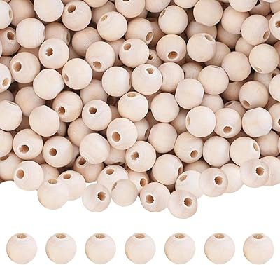 Pubiao 100pcs 12mm Natural Wooden Beads 3mm Hole Unfinished Craft Loose Beads