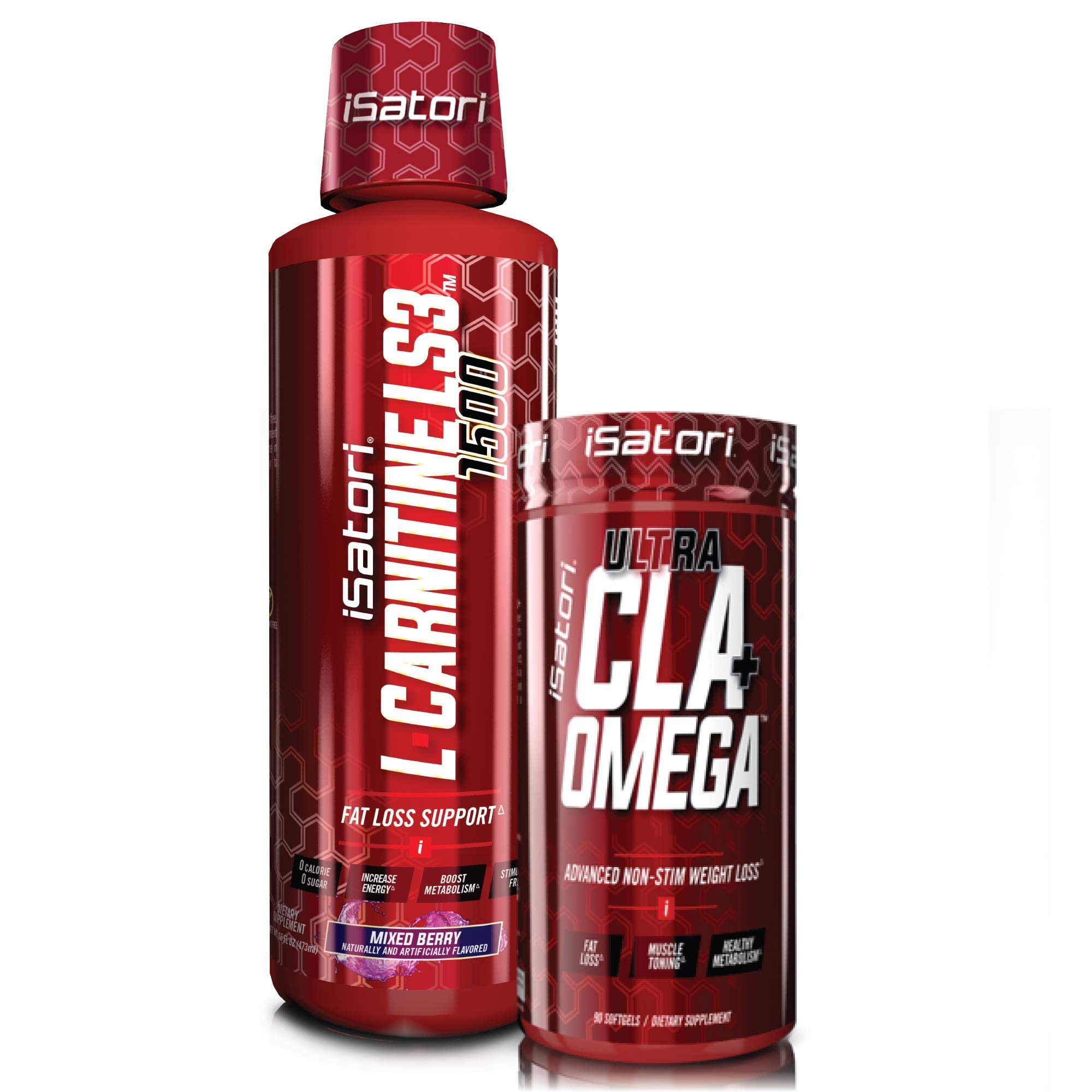 iSatori L-Carnitine LS3 Mixed Berry 1500mg (32 Servings) & iSatori Ultra CLA (90 Softgels)