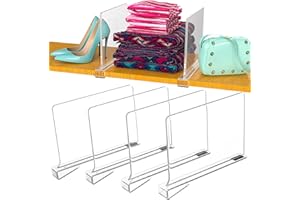 CYEELVES 4 Pack Shelf Dividers for Closet Organization, Acrylic Shelf Dividers Closet Shelf Divider, Closet Shelves Organizer, Purse Organizer for Closet, Clear Plastic Shelf Divider for Kitchen Cabinet Office