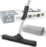 MR.SIGA Rubber Broom 3 in 1 Pet Hair Removal with Squeegee 61in Handle view 1