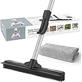 MR.SIGA Pet Hair Removal Rubber Broom with Built in Squeegee, 3 in 1 Floor Brush for Carpet, 61 inch Adjustable Handle, Inclu