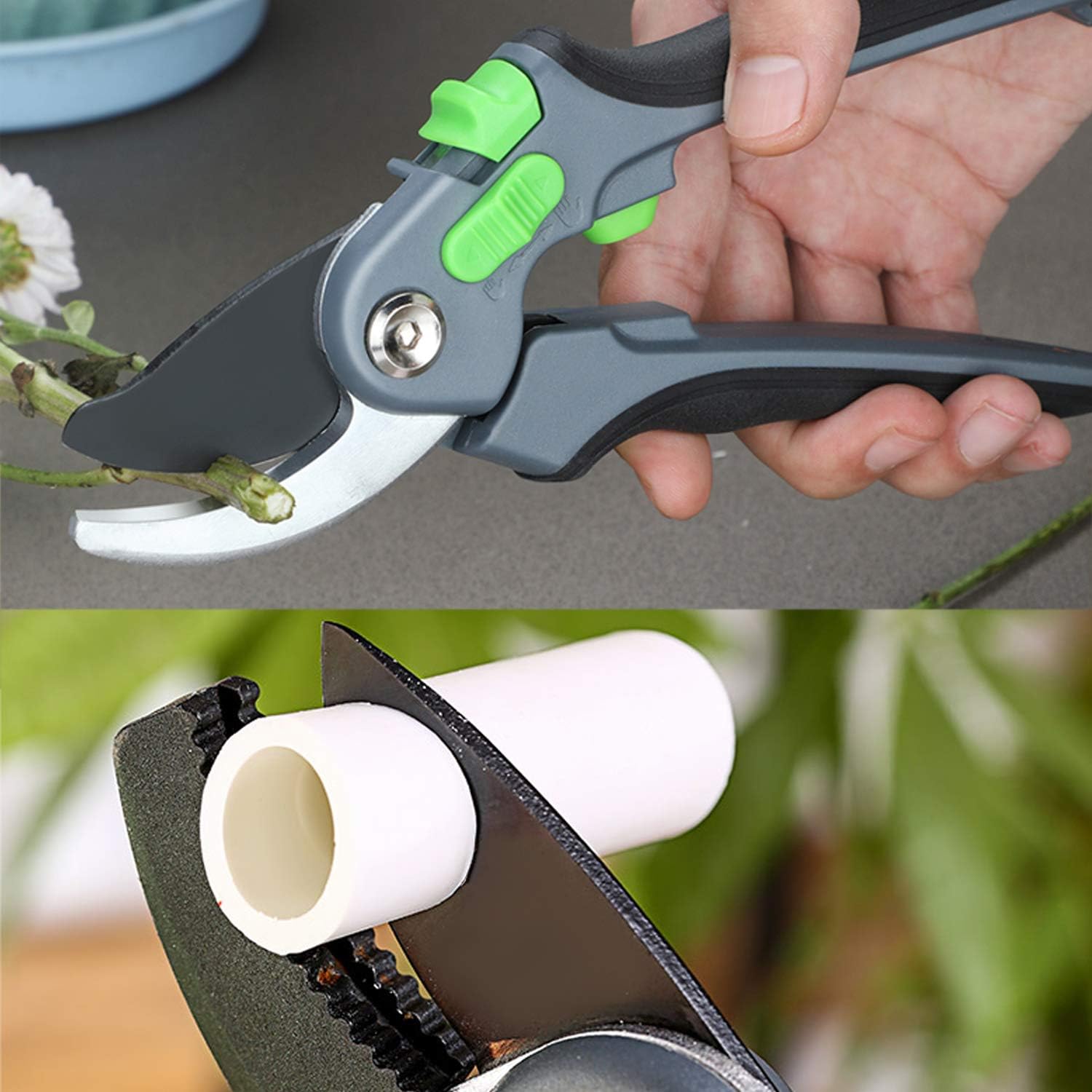 KEESIN Adjustable Secateurs Set,Ergonomic Bypass Anvil Shears,Garden Pruners Razor,Strong Gardening Tools - Image 3