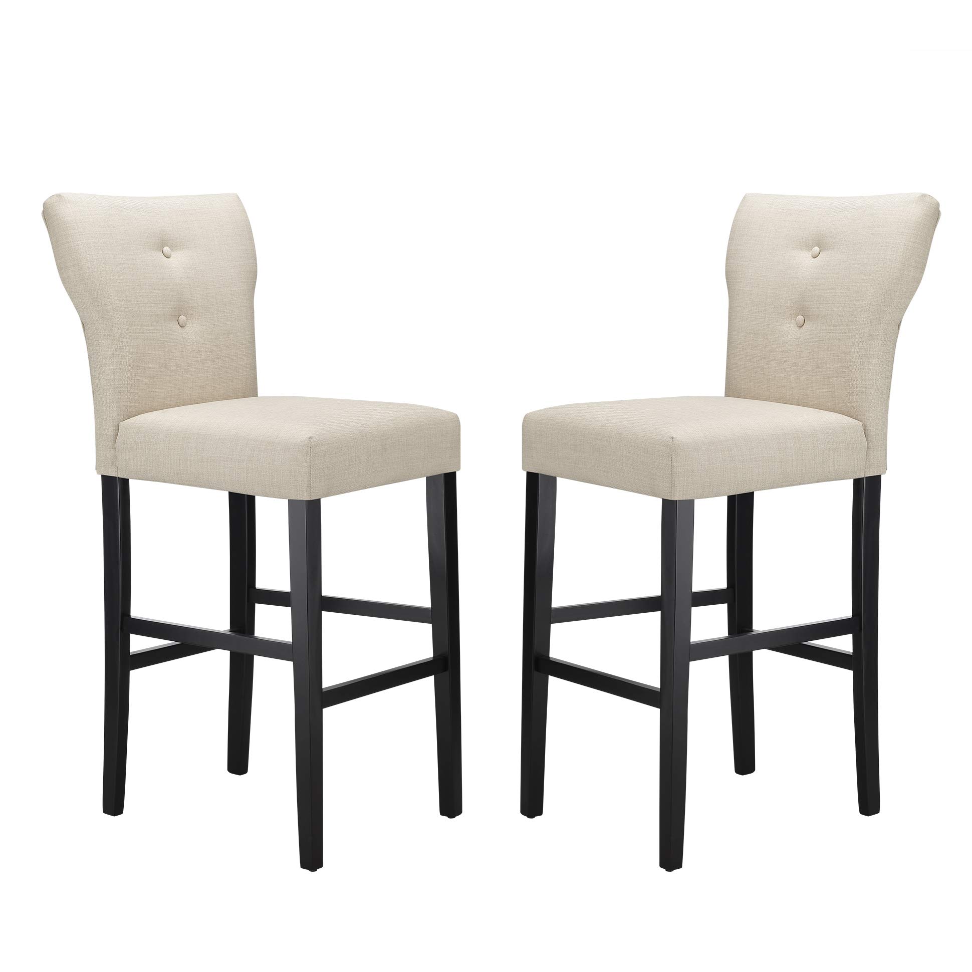 Ravenna Home Modern Bar Stool, 44.25"H, Beige, Set of 2