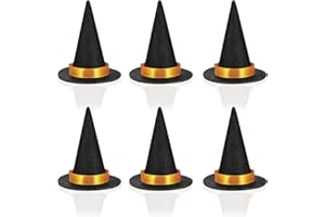 Oarkive Mini Witch Hats for Crafts – 6PCS Small Felt Witch Hats Decorations, Miniature Witches Hat for Halloween Decor, DIY Projects, Dolls, Cupcakes & Bottles