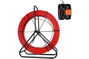 VGongTech 4.5MM 350FT Fiberglass Duct Rodder Continuous Fishtape Puller Rod with Steel Reel Stand